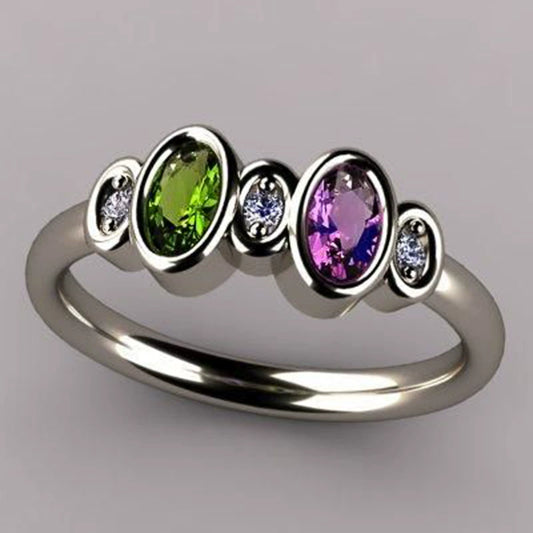 Wholesale Women's Geometric Copper Ring Jewelry With Colorful Zircon And Platinum Plated