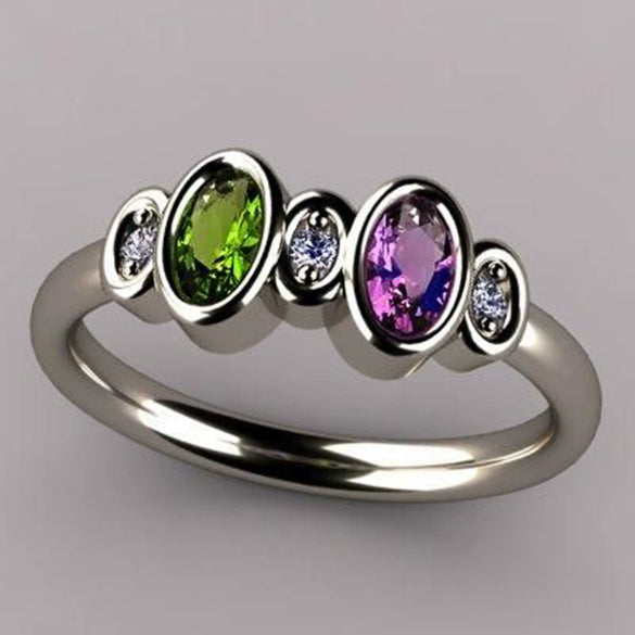 Wholesale Women's Geometric Copper Ring Jewelry With Colorful Zircon And Platinum Plated