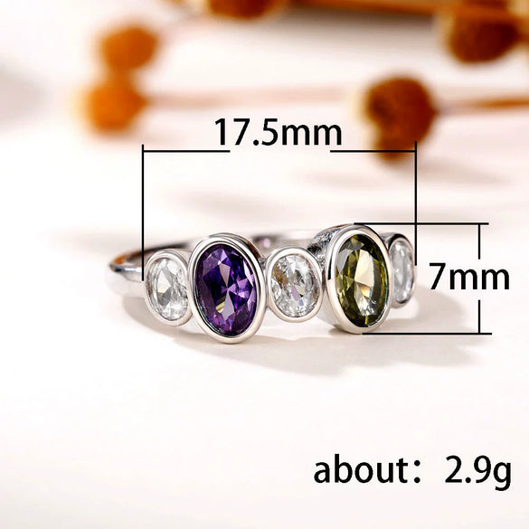Wholesale Women's Geometric Copper Ring Jewelry With Colorful Zircon And Platinum Plated