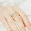 Wholesale Women's Geometric Copper Ring Plated With Real Gold And Set With Zircon