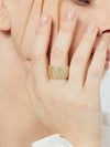 Wholesale Women's Geometric Copper Ring Plated With Real Gold And Set With Zircon