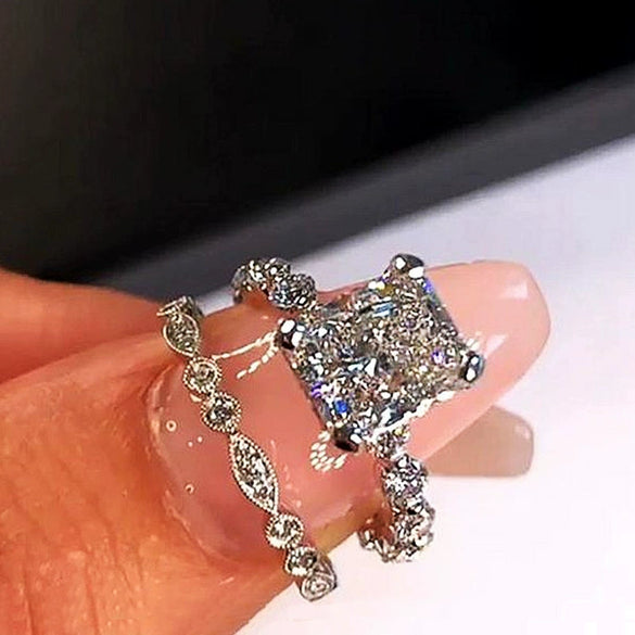 Wholesale Women's Geometric Copper Ring Set Inlaid Zircon Jewelry