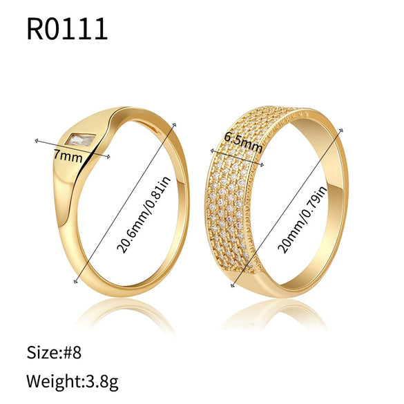 Wholesale Women's Geometric Copper Ring With Microencrusted Diamond And Electroplating Stylish Simple Ins Style