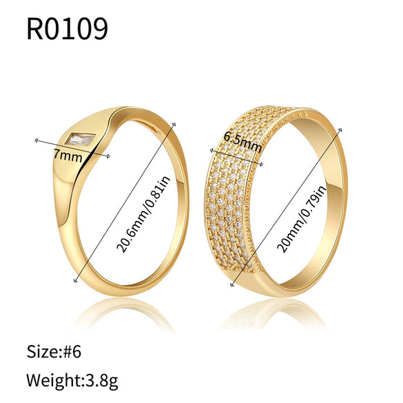 Wholesale Women's Geometric Copper Ring With Microencrusted Diamond And Electroplating Stylish Simple Ins Style