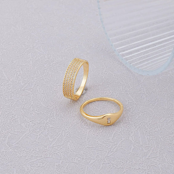 Wholesale Women's Geometric Copper Ring With Microencrusted Diamond And Electroplating Stylish Simple Ins Style