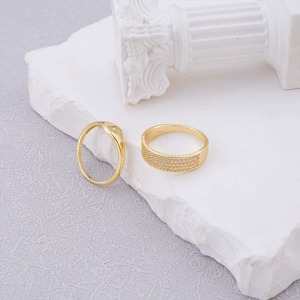 Wholesale Women's Geometric Copper Ring With Microencrusted Diamond And Electroplating Stylish Simple Ins Style