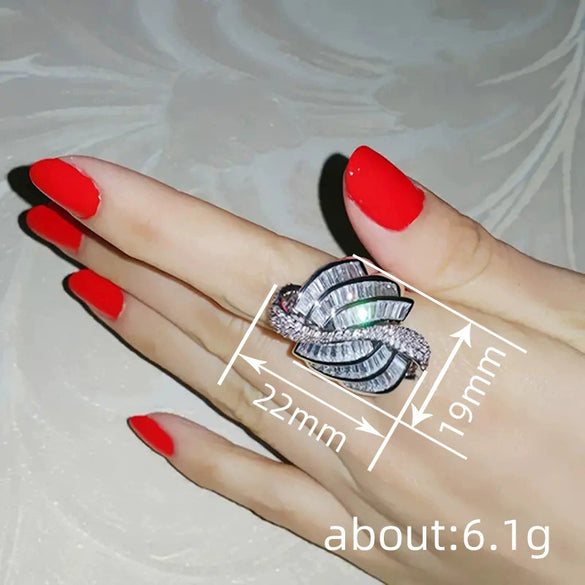 Wholesale Women's Geometric Copper Ring With Zirconia Fashion Art Design