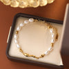 Wholesale Women's Geometric Copper Stainless Steel Vacuum Pearl Electroplated Bracelet