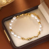 Wholesale Women's Geometric Copper Stainless Steel Vacuum Pearl Electroplated Bracelet
