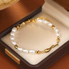 Wholesale Women's Geometric Copper Stainless Steel Vacuum Pearl Electroplated Bracelet