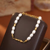 Wholesale Women's Geometric Copper Stainless Steel Vacuum Pearl Electroplated Bracelet