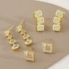 Wholesale Women's Geometric Copper Stud Earrings With Square Diamonds Ultrashiny Electroplated