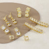 Wholesale Women's Geometric Copper Stud Earrings With Square Diamonds Ultrashiny Electroplated