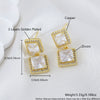 Wholesale Women's Geometric Copper Stud Earrings With Square Diamonds Ultrashiny Electroplated