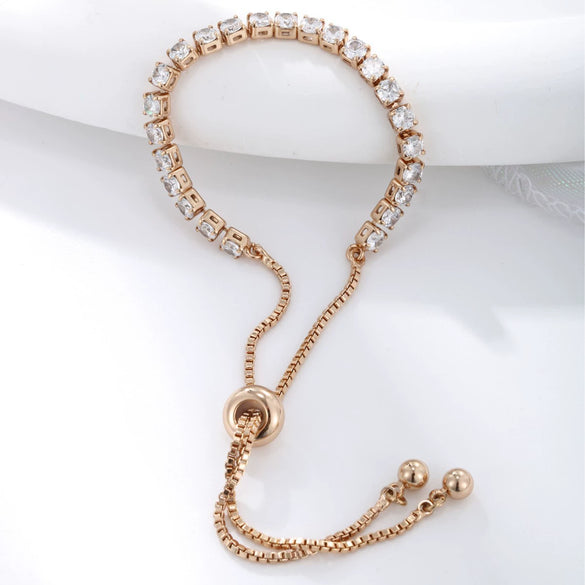 Wholesale Women's Geometric Copper Zinc Alloy Stretch Box Chain Bracelet With Electroplating