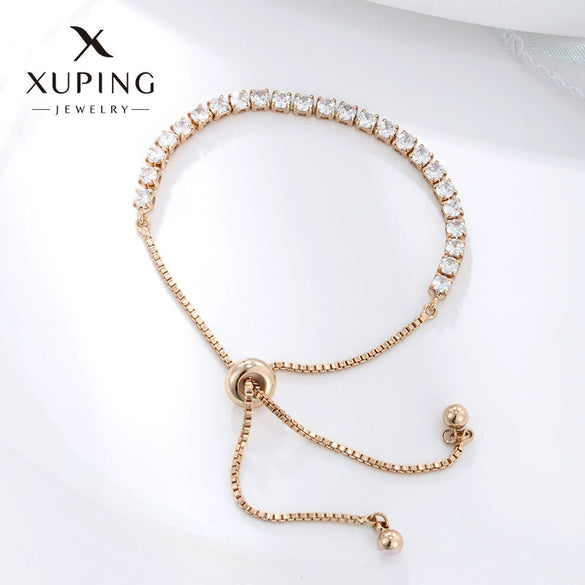 Wholesale Women's Geometric Copper Zinc Alloy Stretch Box Chain Bracelet With Electroplating