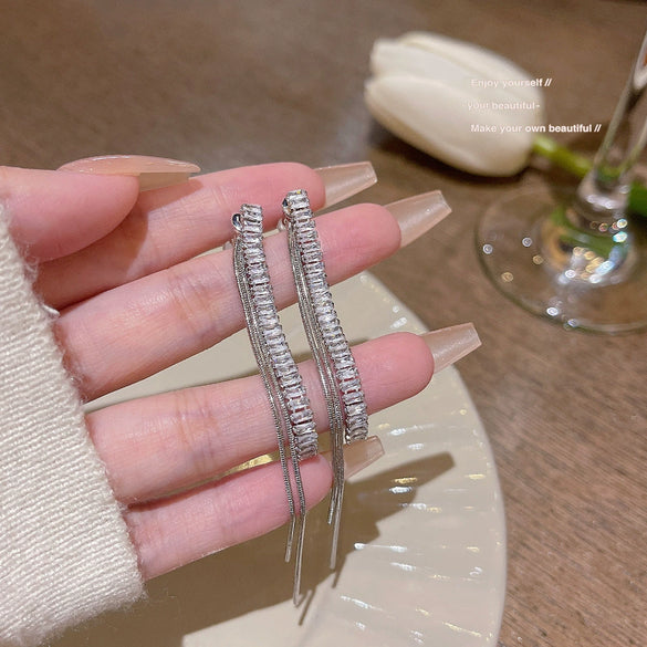 Wholesale Women's Geometric Copper Zircon Earrings Niche Light Luxury Design