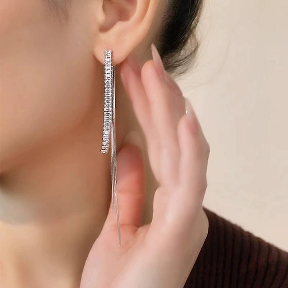 Wholesale Women's Geometric Copper Zircon Earrings Niche Light Luxury Design