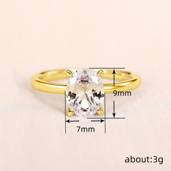 Wholesale Women's Geometric Copper Zircon Inlaid Oval Ring Jewelry