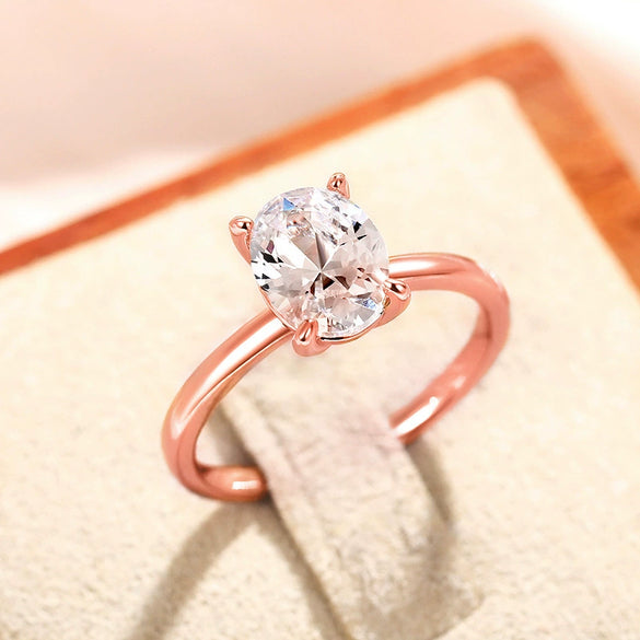 Wholesale Women's Geometric Copper Zircon Inlaid Oval Ring Jewelry
