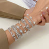 Wholesale Women's Geometric Copper Zircon Woven Claw Chain Bracelet Set With Diamonds