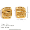 Wholesale Women's Geometric Creative Stainless Steel 18K Gold Plated Rectangular Irregular Pleated Earrings