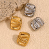 Wholesale Women's Geometric Creative Stainless Steel 18K Gold Plated Rectangular Irregular Pleated Earrings