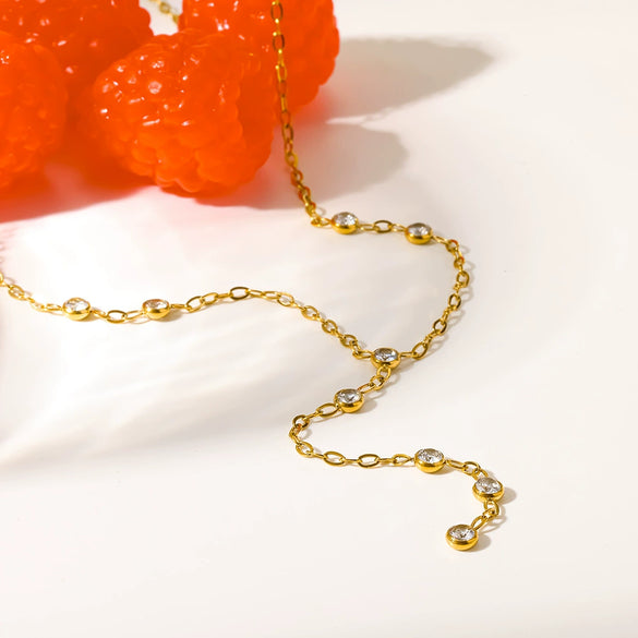 Wholesale Women's Geometric Cross Chain 18K Gold Plated Stainless Steel Necklace Light Luxury Style