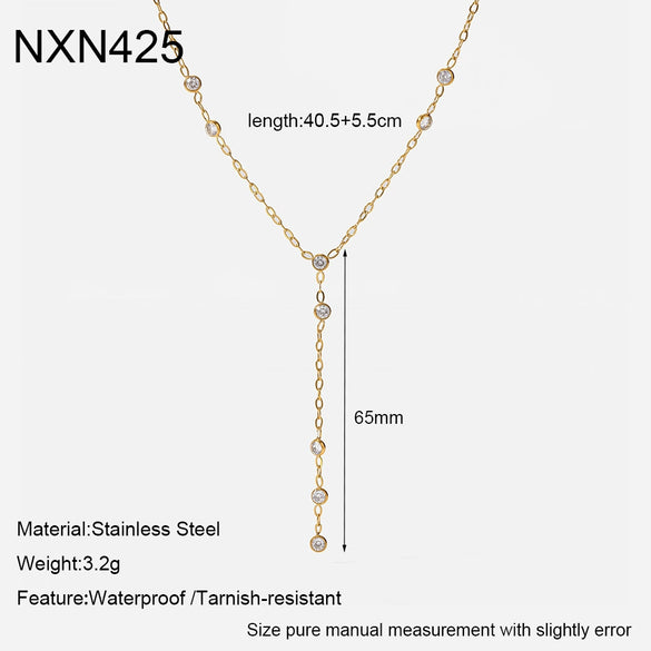 Wholesale Women's Geometric Cross Chain 18K Gold Plated Stainless Steel Necklace Light Luxury Style