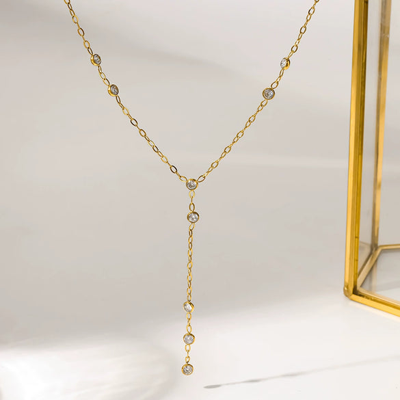 Wholesale Women's Geometric Cross Chain 18K Gold Plated Stainless Steel Necklace Light Luxury Style