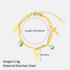 Wholesale Women's Geometric Cross Doublelayer Stainless Steel Goldplated Bracelet With Turquoise Pendant