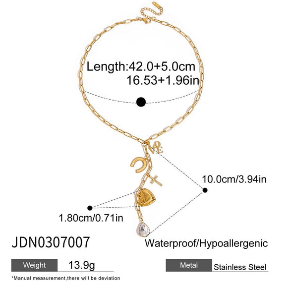 Wholesale Women's Geometric Cross Long Yshaped Necklace Electroplated Titanium Steel And Stainless Steel Jewelry