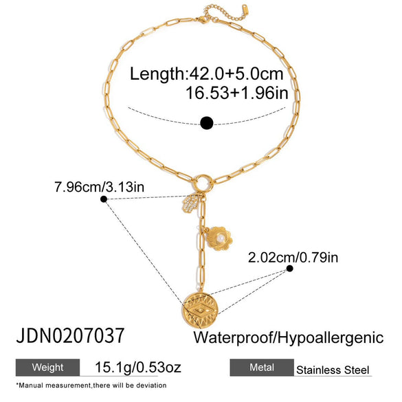 Wholesale Women's Geometric Cross Long Yshaped Necklace Electroplated Titanium Steel And Stainless Steel Jewelry