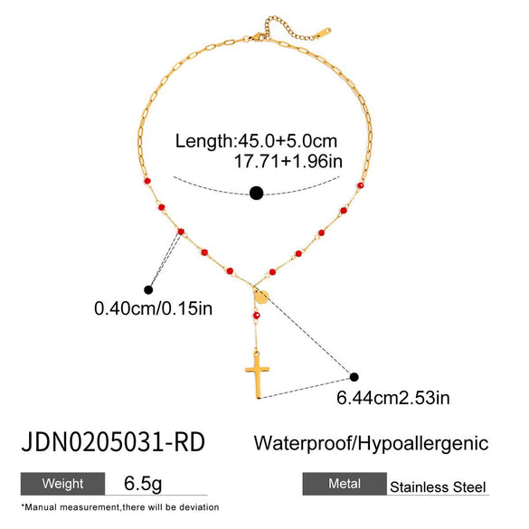 Wholesale Women's Geometric Cross Long Yshaped Necklace Electroplated Titanium Steel And Stainless Steel Jewelry