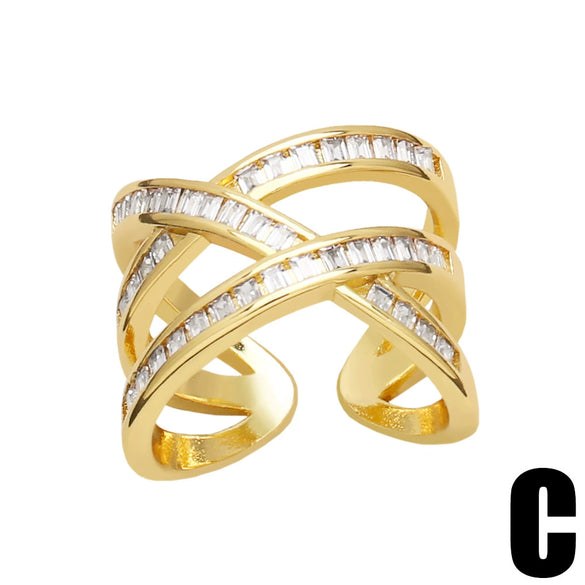 Wholesale Women's Geometric Cross Ring And Bracelet In Cold Style With Copper Material And Electroplating Process