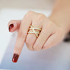 Wholesale Women's Geometric Cross Ring And Bracelet In Cold Style With Copper Material And Electroplating Process
