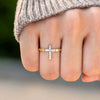 Wholesale Women's Geometric Cross Ring S925 Sterling Silver Dyed Black Electroplated