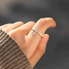 Wholesale Women's Geometric Cross Ring S925 Sterling Silver Dyed Black Electroplated