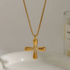 Wholesale Women's Geometric Cross Titanium Steel And Stainless Steel Electroplated Necklace Jewelry