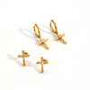 Wholesale Women's Geometric Crossshaped Stainless Steel Electroplated Earrings