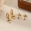 Wholesale Women's Geometric Crossshaped Stainless Steel Electroplated Earrings