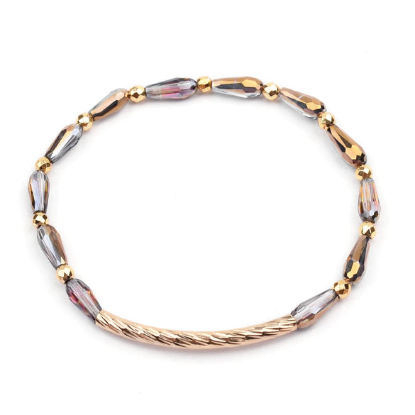 Wholesale Women's Geometric Crystal Beaded Elastic Bracelet