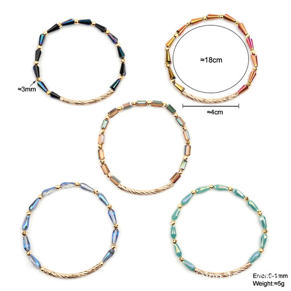 Wholesale Women's Geometric Crystal Beaded Elastic Bracelet