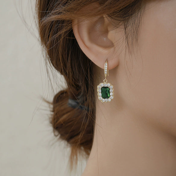 Wholesale Women's Geometric Crystal Glass Gold Plated Electroplated Retro Earrings