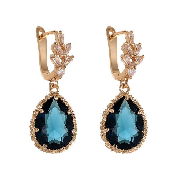 Wholesale Women's Geometric Crystal Glass Gold Plated Electroplated Retro Earrings