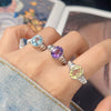 Wholesale Women's Geometric Crystal Ring Set With Gemstones S925 Sterling Silver Natural Color Topaz Amethyst