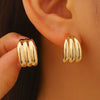 Wholesale Women's Geometric Cshaped Electroplated Zinc Alloy Earrings With 14K Gold Ear Needles