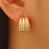 Wholesale Women's Geometric Cshaped Electroplated Zinc Alloy Earrings With 14K Gold Ear Needles