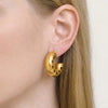 Wholesale Women's Geometric Cshaped Hollow Love Heart Stainless Steel Earrings With Vacuum Real Gold Plating