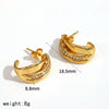 Wholesale Women's Geometric Cshaped Stainless Steel Diamondencrusted Earrings With Pvd Furnace Vacuum Real Gold Plating Light Luxury Style